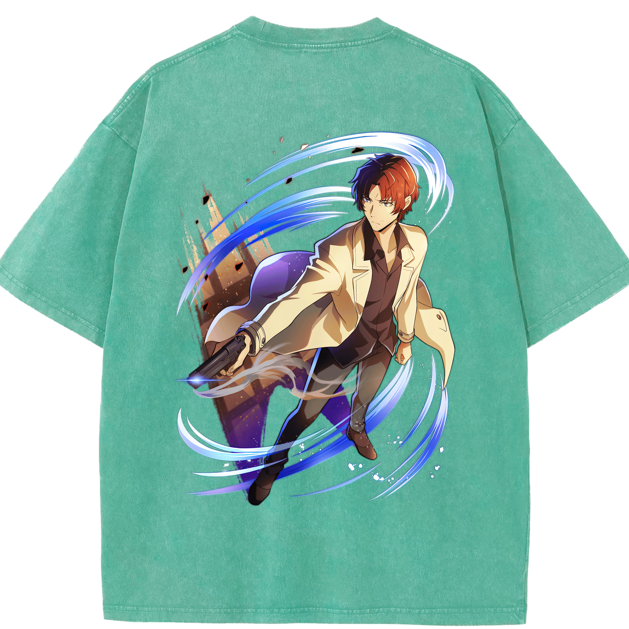 （画像用） 文豪ストレイドッグス Bungo Stray Dogs 綿100% ヴィンテージ風 半袖Tシャツ（背面プリント）